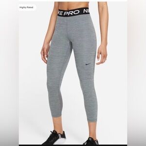 Nike Pro Gray Leggings with Black Waistband